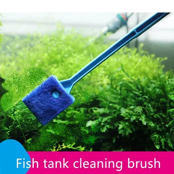 

40cm Long Handle Double-sided Sponge Fish Tank Cleaning Brush, Aquarium Glass Decontamination Seaweed Brush Fish Tank Tool