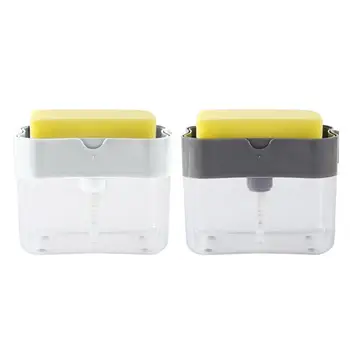 

2-in-1 Sponge Box Lightness Portability No Space Occupy with Soap Dispenser Manual Plastic Double Layer Kitchen Gadget