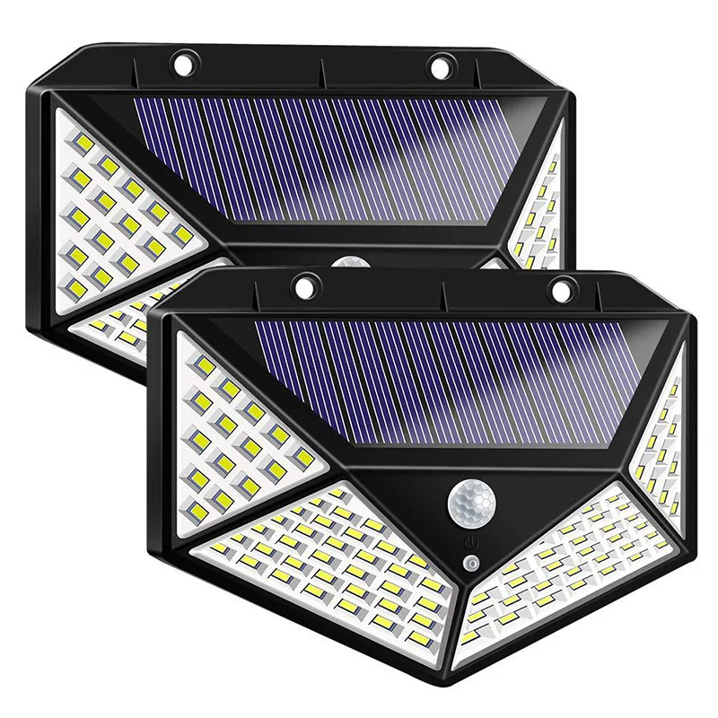Youool 100 светодиодный светильник на солнечной батарее, Открытый PIR датчик движения, 3 режима солнечной энергии, настенный светильник, четырехсторонний водонепроницаемый садовый светильник s