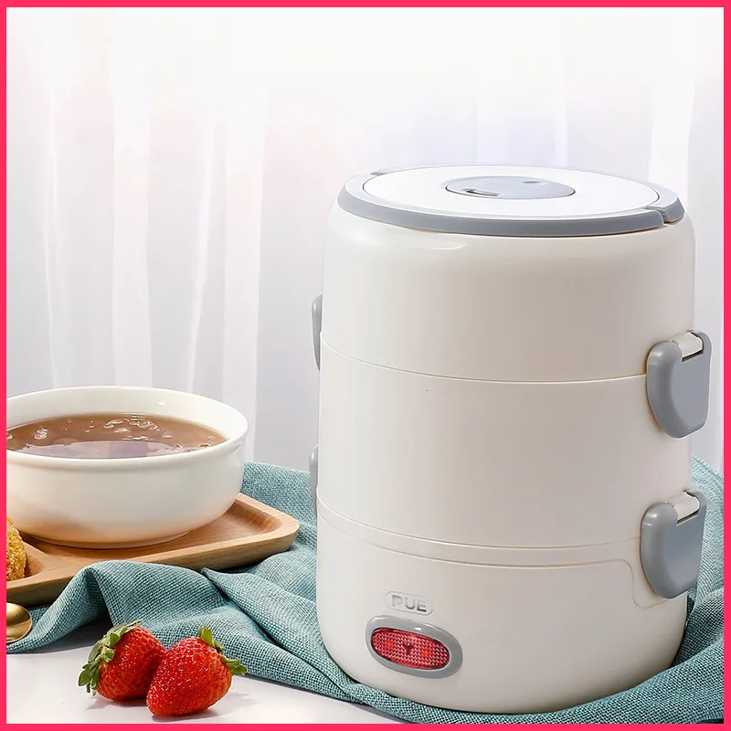 

Pue Electric Lunch Box Ceramic Inner Pot Heating Cooking Insulated Plug with Rice Cooker Large Capacity Portable 1-2 Office Work
