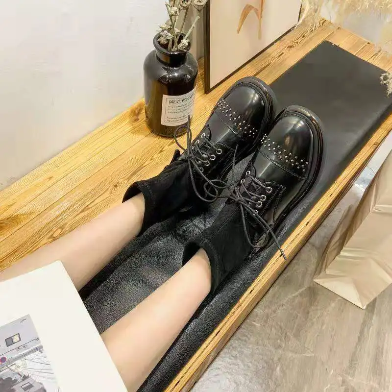 

Martin Boots Women's British-Style 2019 New Style Autumn And Winter Joint Material Women's Boots Versatile Handsome Motorcycle B