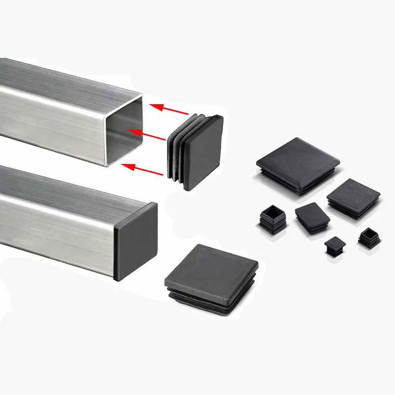 10pcs Gray inner plug Dust cover Plastic square tube Pipe Blanking End Cap Bung For Furniture chair table Steel Leg Protector