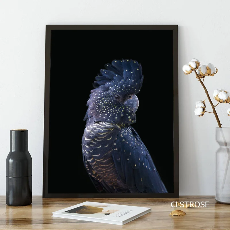 

Hand Painted Animal Purple Parrot Nordic Modern Style Posters Canvas Pictures For Living Room Decorative Painting Unframed