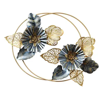 

Luxury Wrought Iron Gemini Flower Wall Hanging Decoration Sofa Background Wall Mural Pendant Porch Bedroom 3D Wall Sticker R3213