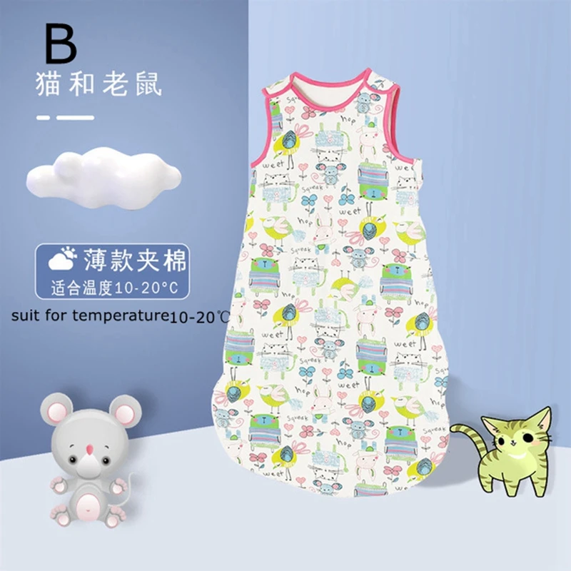 Baby Vest Sleeping Bag Spring And Autumn Quilted Children Mushroom Pajamas Baby Anti-kick Quilt Sleeping Bag (4)