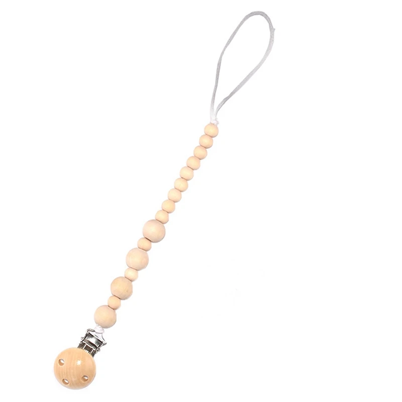 Wooden Baby Safety Pacifier Clip Anti-chain Infant Pacifier Chain Toy Newborn Nipple Holder Baby Product Random Style