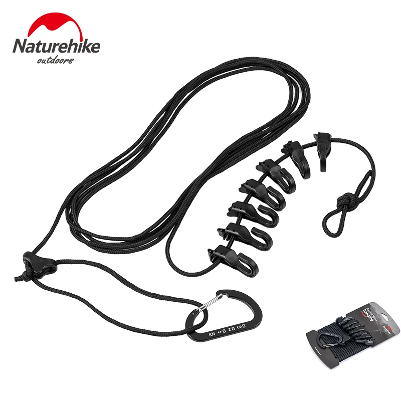 

Naturehike Portable Clothesline Windproof Stretchable Drying Hanging Rope Adjustable Clothes Hanging Rope with Hook for Outdoor