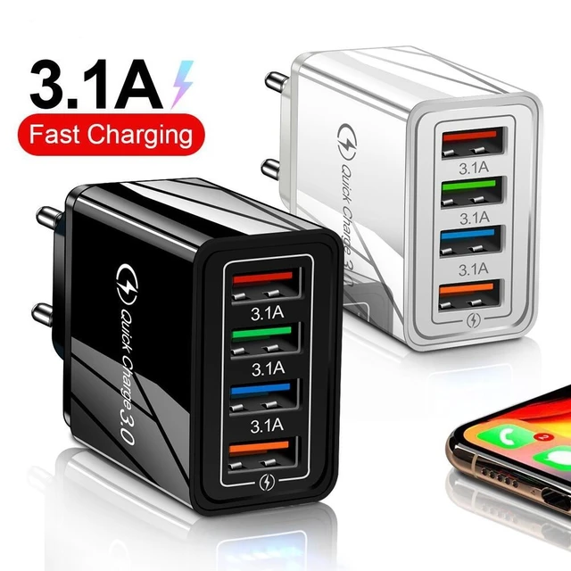 Acheter 4 chargeur USB Charge rapide 3.0 4.0 ports adaptateur