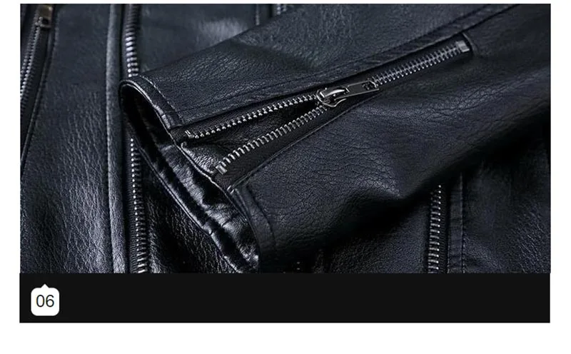 KIOVNO 2019 Men's Biker Leather Jacket Coats Solid Color Stand Collar Motorcycle Pu Faux Leather Jackets Outweare Male Black  (6)