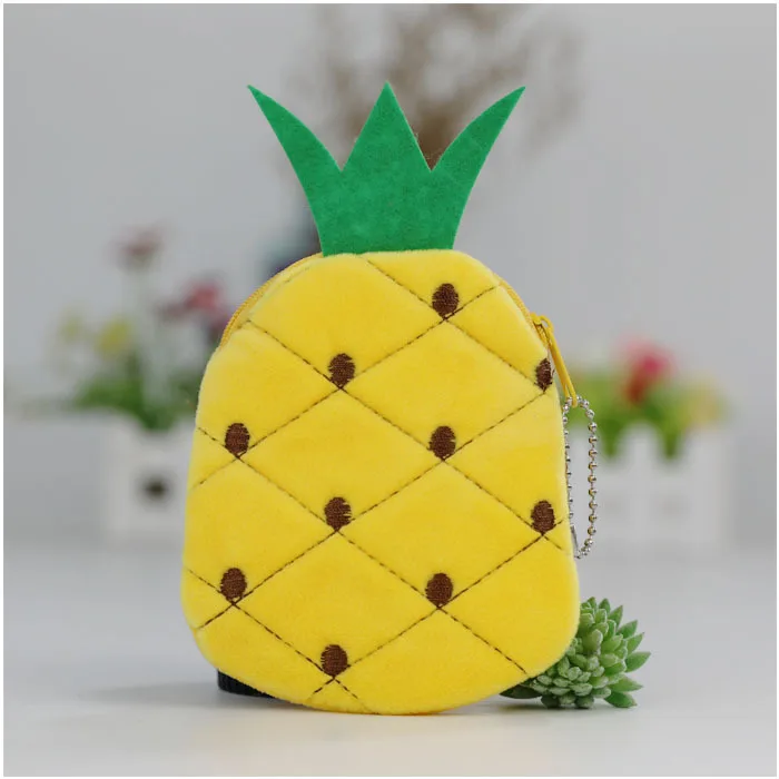 pineapple Детский имитирующий мешок для монет с фруктами, вышитый плюшевый Кошелек для монет, цветной Детский кошелек с цепочкой фруктов - Цвет: pineapple