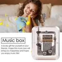 Mini Music Box Hand Cranking Music Movement Transparent DIY Music Box For Christmas Gift Merry Christmas A Variety Of Music 2