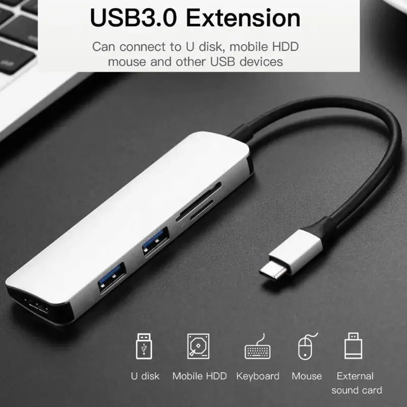 Горячая тип-c к HDMI хаб износостойкий 5 в 1 USB тип-c концентратор 5 адаптер портов удлинитель док-станция для ПК ноутбука