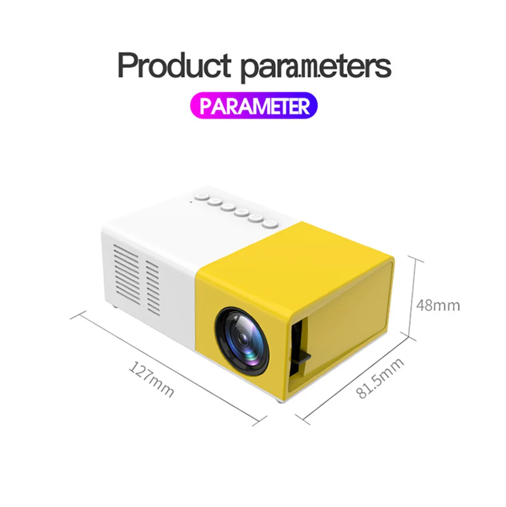 Salange J9Pro Mini Projector LED Home Media Player Audio Portable Proyectors 480x360 Pixels Supports 1080P HDMI USB Video Beamer