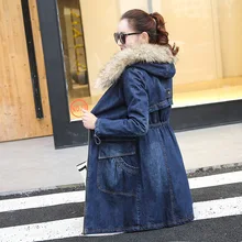 Зимнее Новое Стильное хлопковое пальто в Корейском стиле для фотосессии, толстая теплая хлопковая стеганая куртка, приталенное длинное пальто средней длины, женское джинсовое пальто