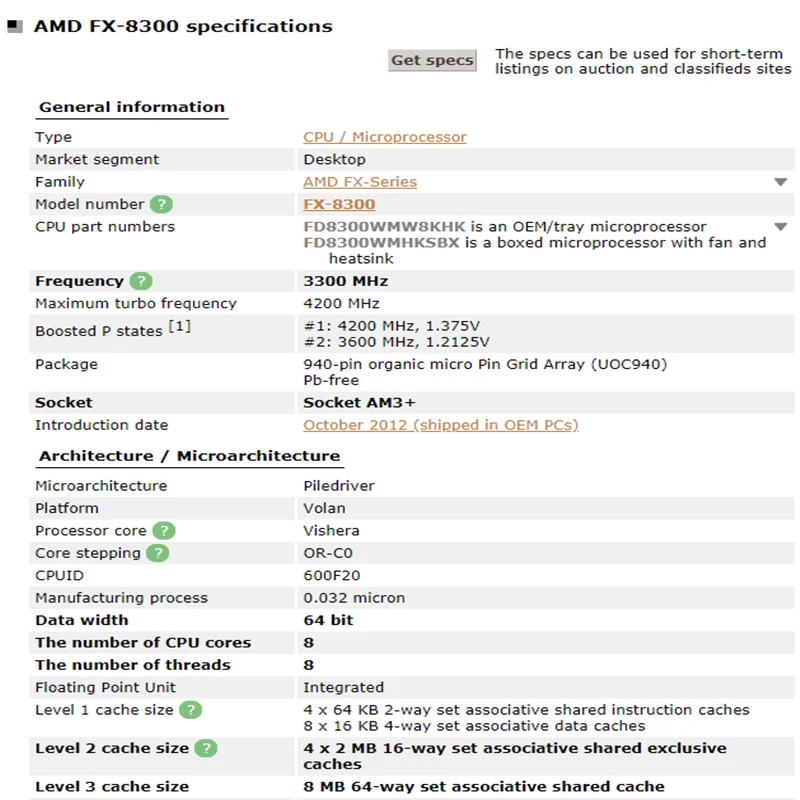 AMD восьми ядерный FX 8300 3 ГГц 8 м Кэш Процессор процессор разъем AM3 + 95W оптом посылка