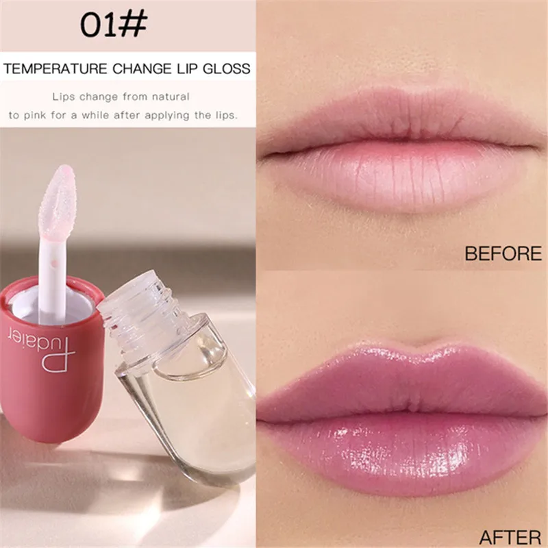 Pudaier Lip Gloss Mini Capsule Tube Moisturize Clear Lip Gloss Change Color Plumping Lipgloss Glitter Makeup Glossier Lip Tint