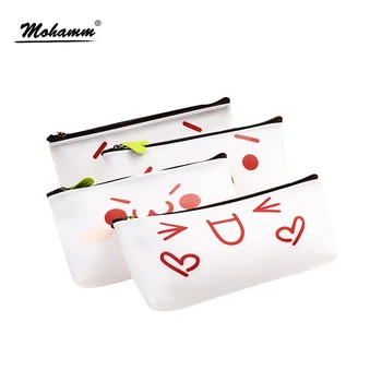 

Korean Creative Cute Emotion Icon Expression Pencil Case White Rubber Leather Pen Bag Stationery Pouch Office School Supply