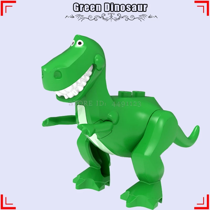 «История игрушек», «4 Вуди и Джесси Базз Лайтер чужой зург животного строительные кубики, детские игрушки Аниме фильм зеленого цвета в армейском Для мужчин стежка игрушка в виде фигурки - Цвет: Green Dinosaur
