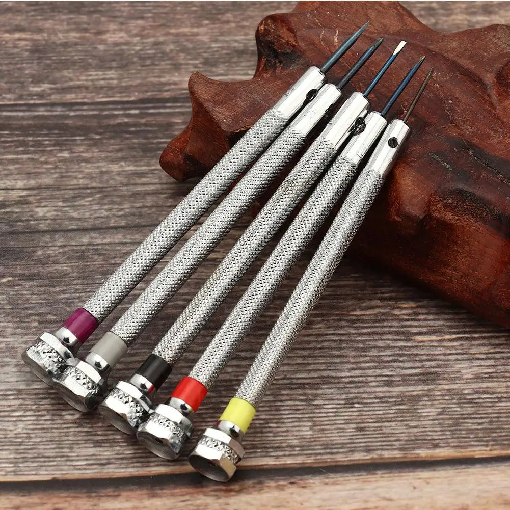 5pcs Mini Slotted Screwdriver Set for repairing watch glass computer Portable Watchmaker Watch Repair Tool with 5 Spare Head i