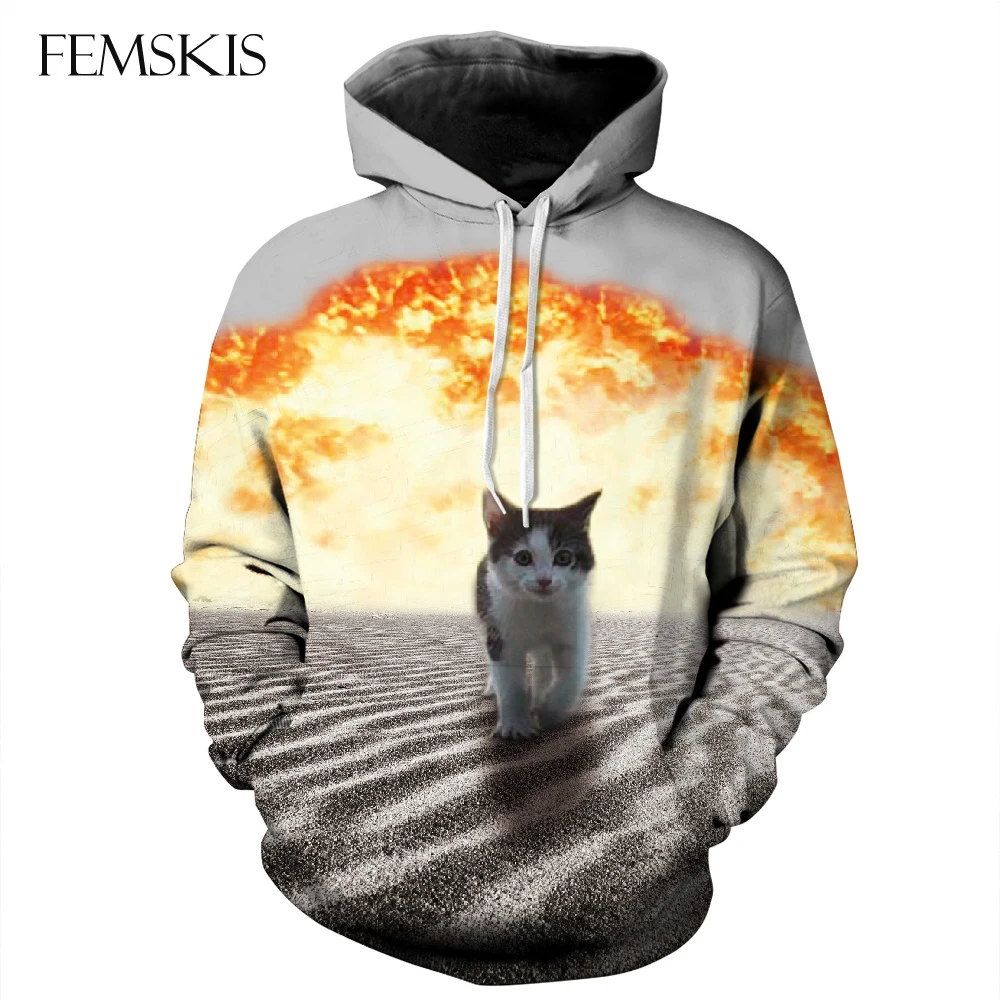 

FEMSKIS Fashion 3D Cute Cat Print Men Women Tops Hoodies Autumn Long Sleeve Sweatshirt Pullovers Hooded Hip Hop Outerwear Hoodys