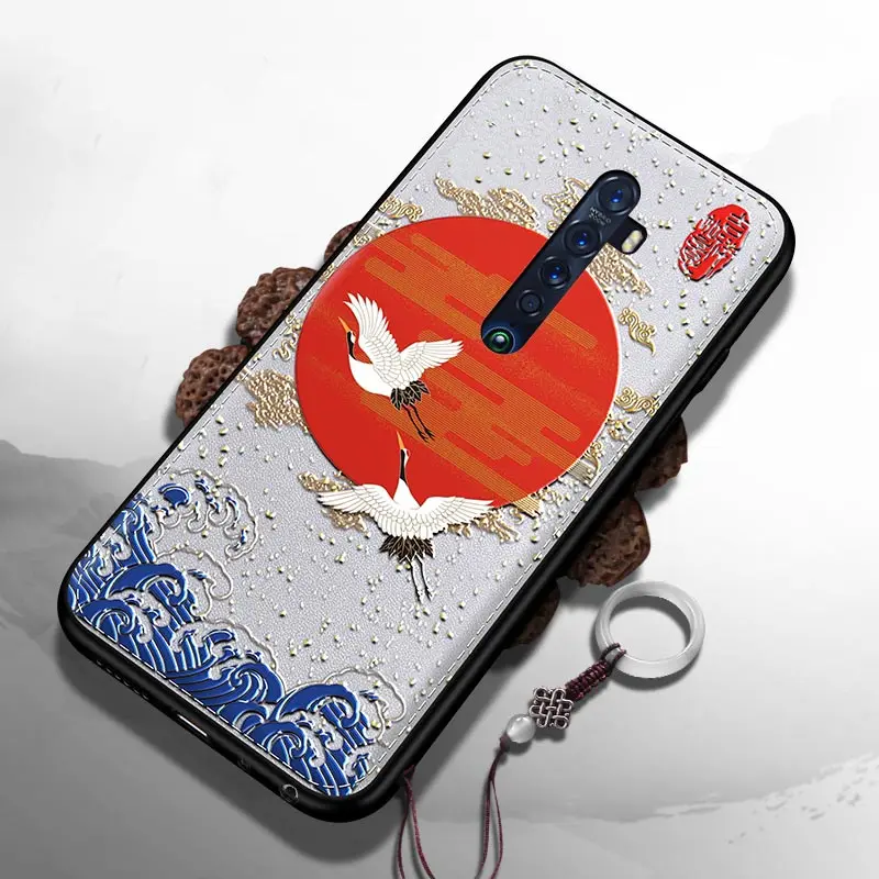 

for OPPO Reno 2 Reno Case 3D Relief Leather HD Embossed Pattern Shockproof Matte Cover for OPPO Reno Reno2 Funda Casing