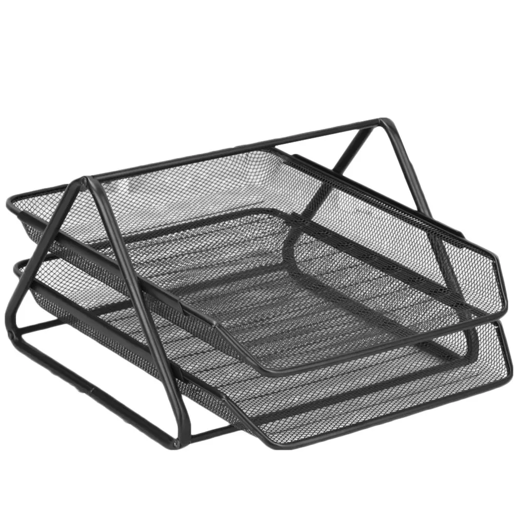

Office Supplies Barbed Wire Metal Two-Layer File Holder Data Tray File Tray Anti-Rust Magazine Bar Office File Storage Rack