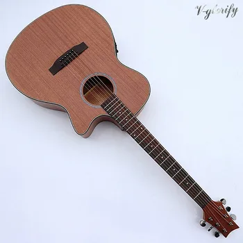

40 inch full mahogany folk guitar acoustic guitar with free string good sound video on line China factory made guitarra