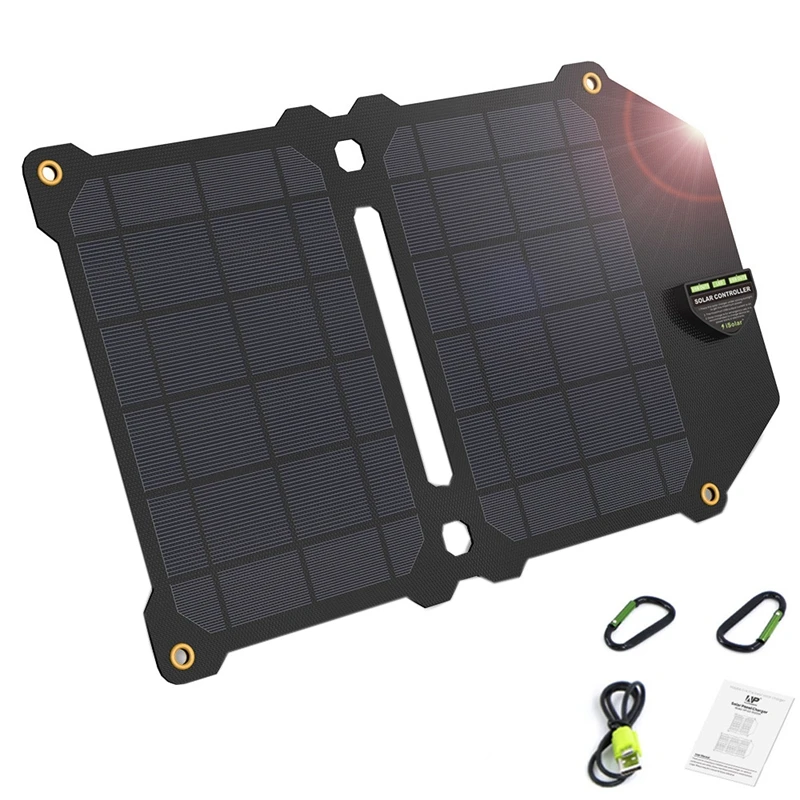 

14W Foldable Solar Panel Portable 5V 2.4A Dual Usb Solar Charger Outdoor Camping Solar Conversion Charger For Outdoor Mobile Pho