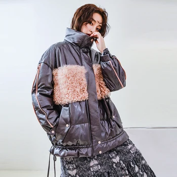 

2019 New Winter Genuine Leather Jacket Women Oversized Sheepskin Coat Korean Real Wool Women's Down Jackets F018DK YY1788
