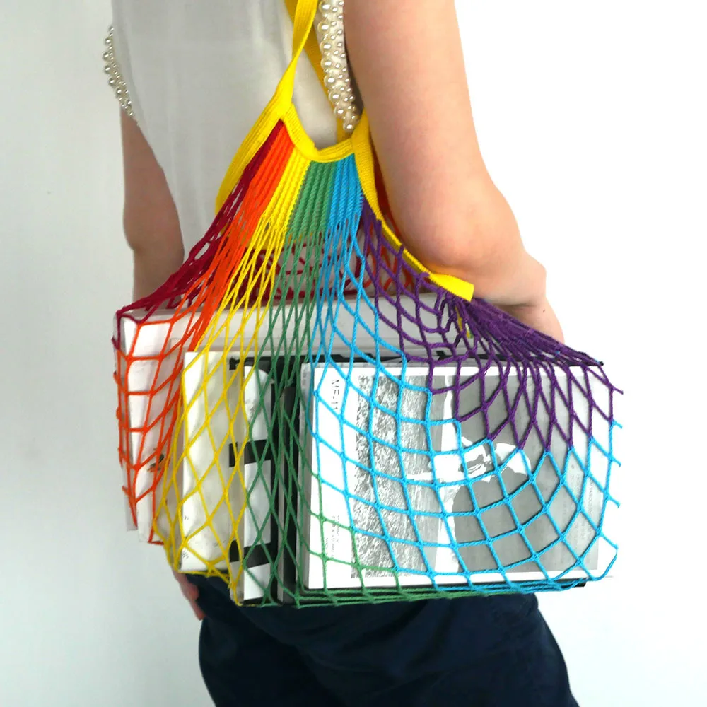 Новые сетчатые многоразовая сумка для покупок строка прибор для хранения фруктов сумки Для женщин покупок сетка плетеная мешку стимулирующего сбыта вместительная сумка для продуктов