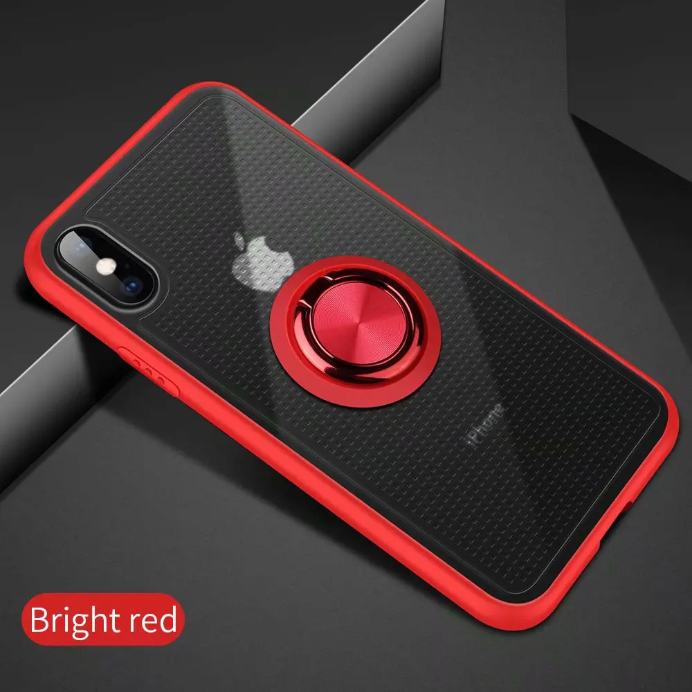 Красный Чехол для iPhone XS MAX, чехол XR, Роскошный Матовый Прозрачный чехол с Полным Кольцом, магнетизм, чехол для iPhone 6 6s 7 8 Plus, чехлы, Капа - Цвет: Красный