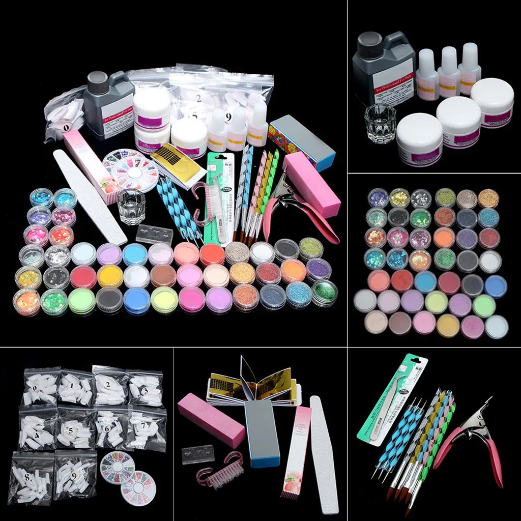 Acrylic Nail Kit Beginners Powder Nail Art Decorations Kit Brush