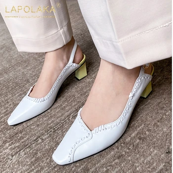 

Lapolaka 2020 New Fashion Genuine Cow Leather Buckle Strap Summer Sandals Woman Shoes Chunky Heels Casual Shoes Women Sandals