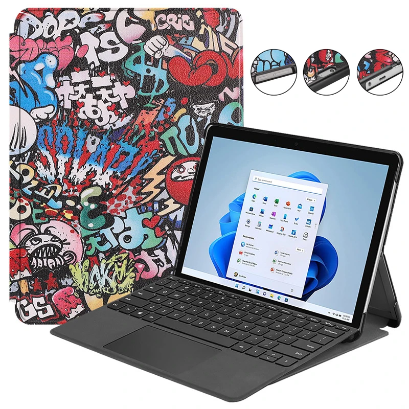 Per Microsoft Surface Pro 8 Custodia 13 Pollici 2021 Moda Carina Verniciata Flip Stand Per Microsoft Surface Pro 8 Cover Tablet Penna Per Bambini