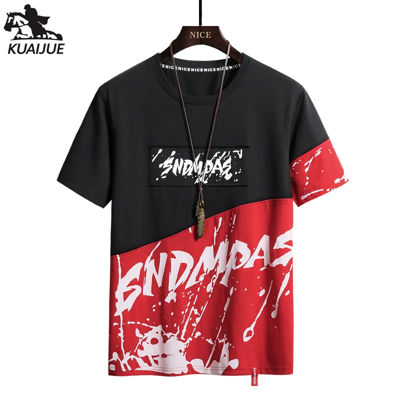 

t-shirt men M-6XL 7XL 8XL 9XL t-shirt Mens Summer new elastic force Men t-shirts stitching Men's casual Short sleeve t-shirt A52