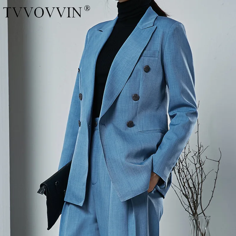 TVVOVVIN/Новинка года; однотонные двубортные костюмы с длинными рукавами; повседневная одежда; Лидер продаж; трендовая весенняя одежда; пальто; L951
