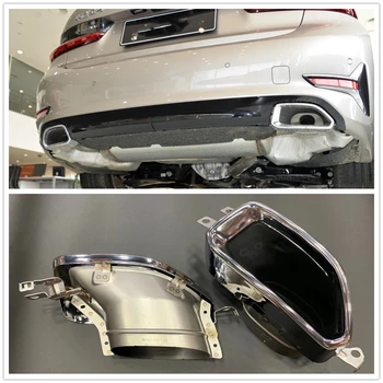 

2pcs/Pair Silver Tail Exhaust Muffler Pipe For BMW 3 Series G20 2019+ AA