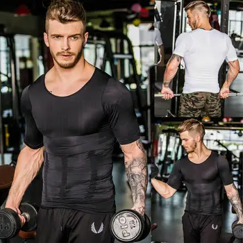 

New Arrival Men's Fitness Muscle Short Sleeve Tops T shirt Round Neck Summer Solid Slim Fit T-Shirt Tee Shirts Dropshipping