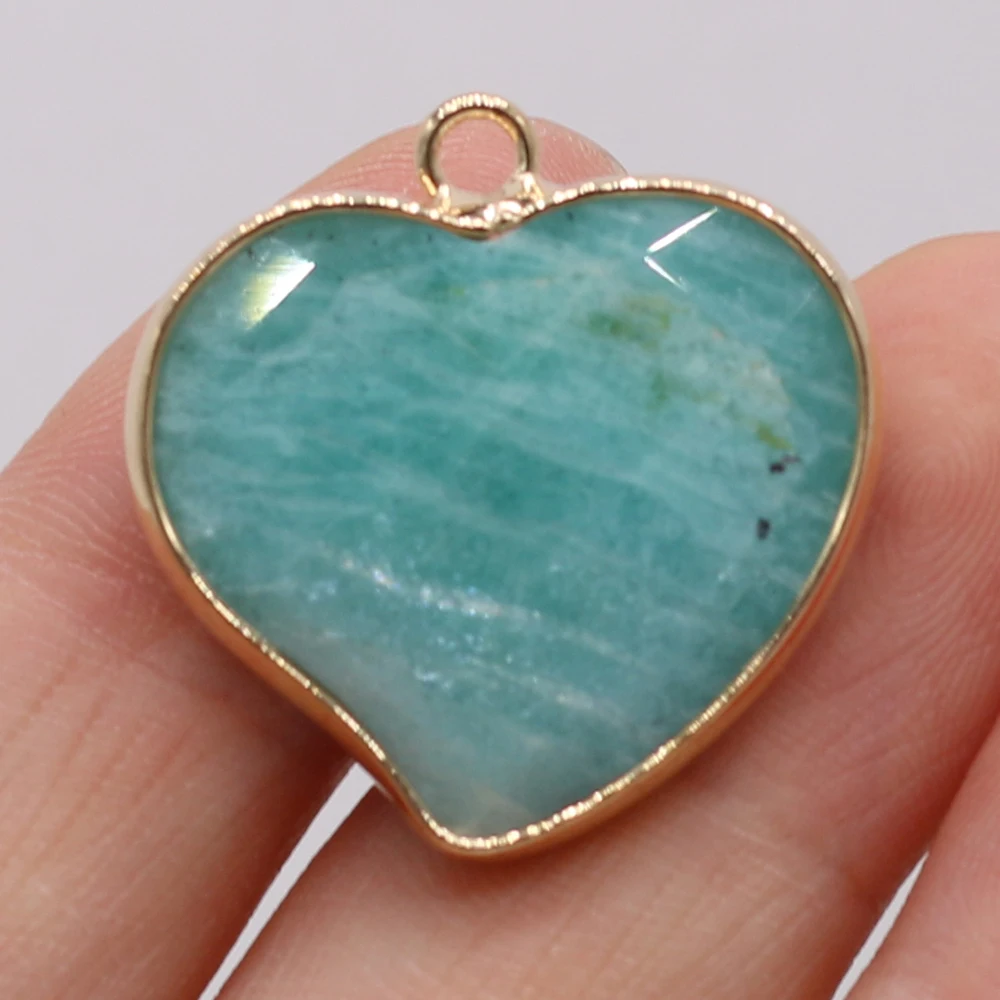 3PCS Wholesale Heart Shape Natural Stone Amethyst Gilt Edge Pendant For Women Jewelry Making DIY Necklaces Accessory Charm Gift