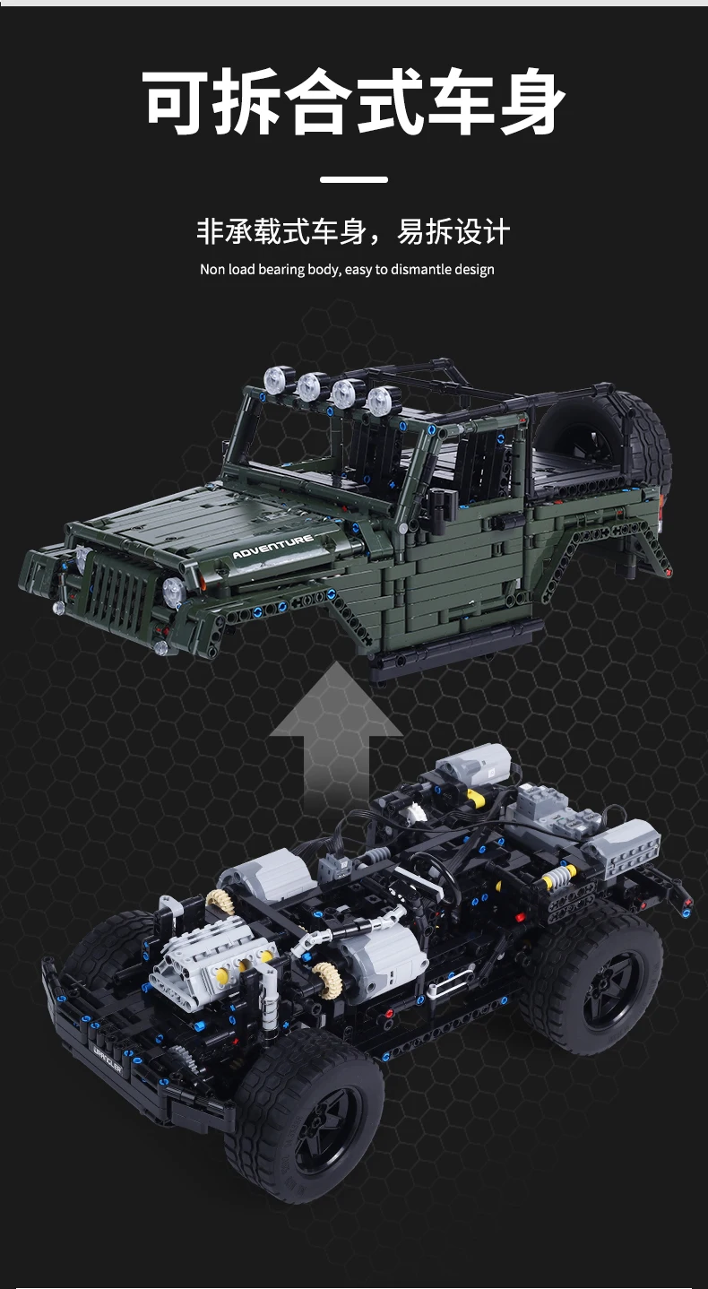 Плесень King Technics 13124 Rc строительные блоки suzuki samurai MOC Jeeps Wrangler Adventure Off-модель дорожного транспортного средства