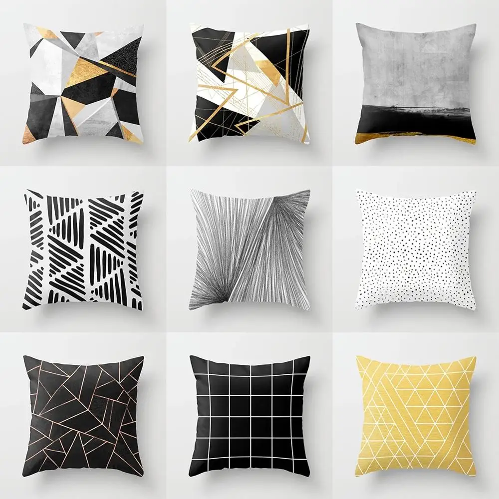 

Abstract Geometric Pattern Cushion Cover Home Sofa Decorative Throw Peach Skin Pillow Case