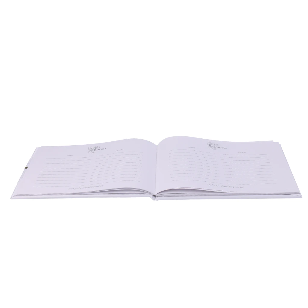 White Satin Purple Floral Wedding Guest Book Signature Book Reception Desk Supplies