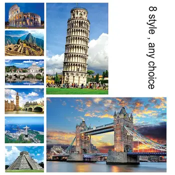 

1000 Pieces Puzzls Landmark Building Pattern Pictures Paper Jigsaw Puzzles Interactive Educational Toys For Children Adult Gifts