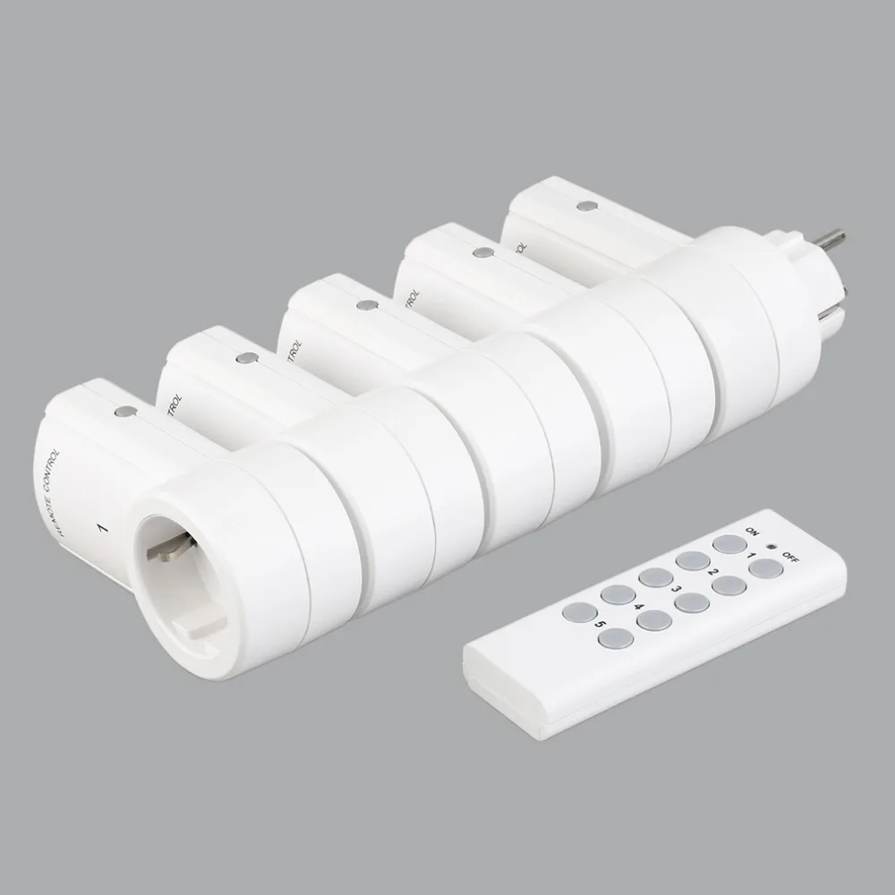 

5 Wireless Switches Socket Remote Control Power Outlets Electrical Plugs Adaptors with EU Plug