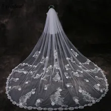 Favordear белая/слоновая кость 3,8 м Прямоугольная Скатерть с цветами вуаль Длинная с румянами Velos De Noiva 2 уровня свадебная вуаль с аппликацией