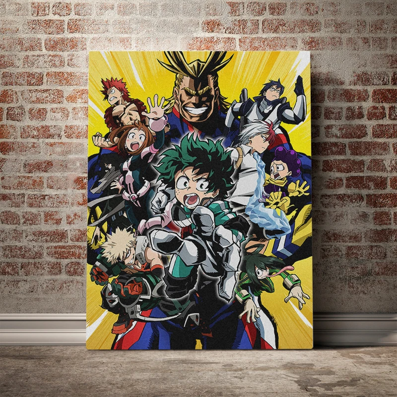 Аниме карандаши Boku no Hero академия деревянная рамка холст плакат картина в рамке