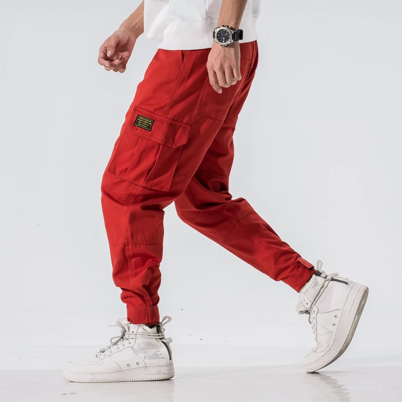 red combat pants