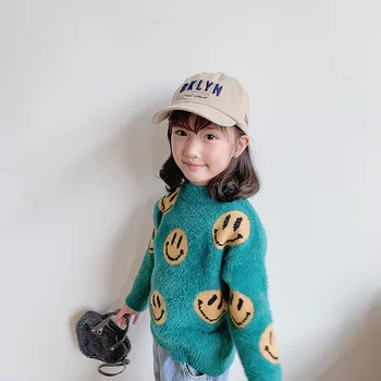 

Baby Girl Sweaters Fashion Smiley Print Kids Clothing Sweater Autumn Winter High Quality Toddler Girl Outwear 2 3 4 5 6 Years