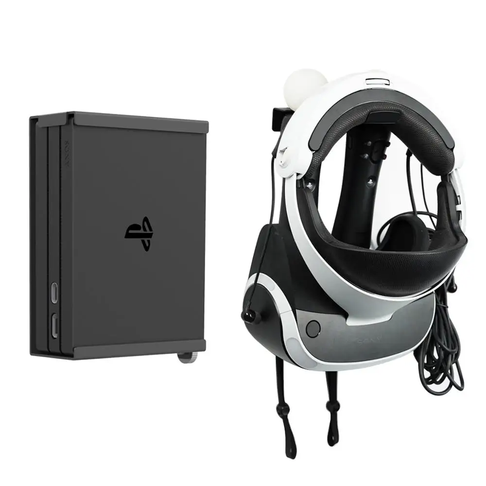 

Monzlteck Wall Mount for ps4 VR (V2), Headset,Move Controller Holder+Processor Unit Wall Mount