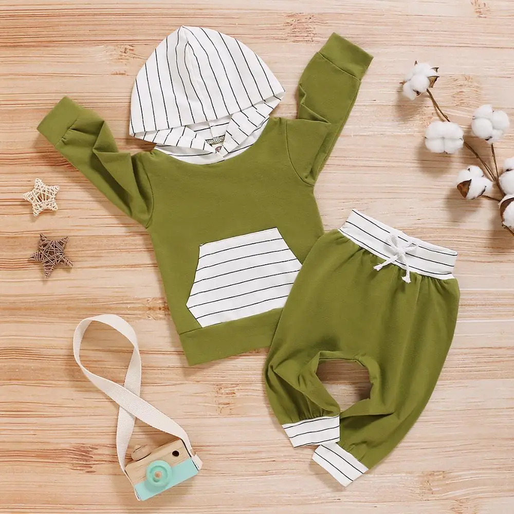 

Newborn Clothing Set Autumn Winter Baby Long Sleeve Sport Suit 2PCs Stripe Jogging Outfit For Infant Children Hoodies+Pants Suit